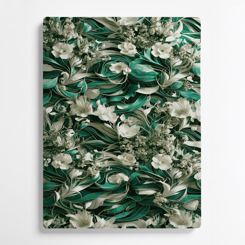 Art mural abstrait en métal vert 32 fleurs, H 8 po x l 10 po