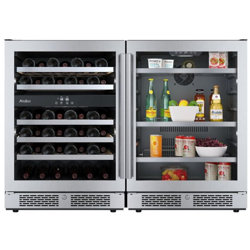 Avallon 48'' 45 Bottle and 140 Can Triple Zone Freestanding Wine & Beverage Refrigerator