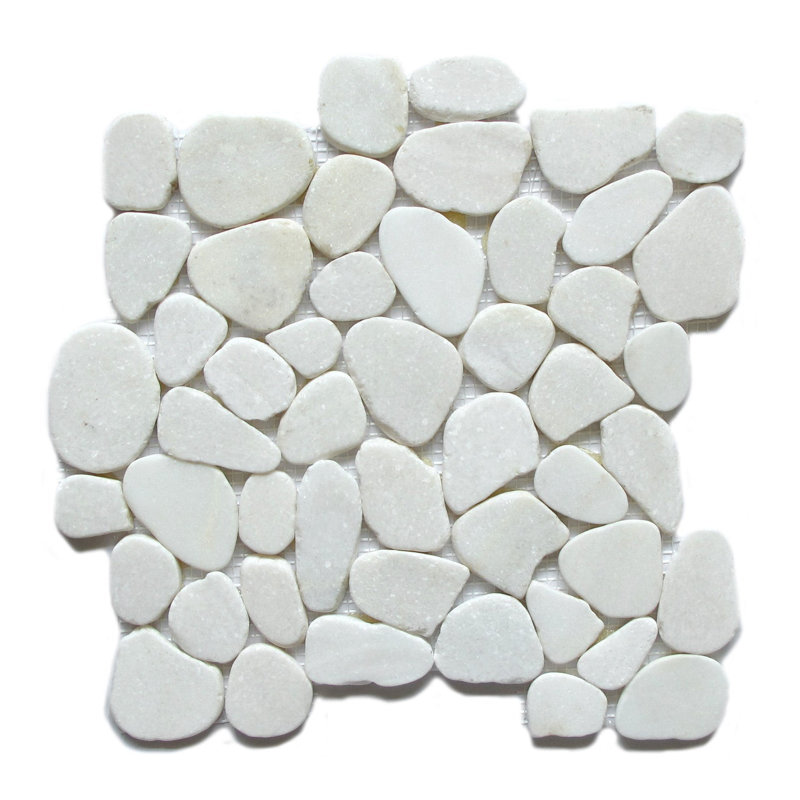 Mosaïque de galets blanc-cristal 12 po x 12 po