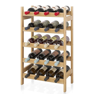 Etonbury Bamboo Wine Bottle & Glass Rack in Brown