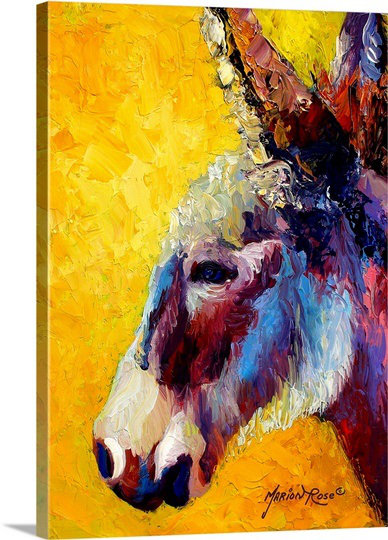 "ii" par marion rose, reproduction d’art sur toile tendue Burro, H 36 po x l 26 po x P 1,5 po