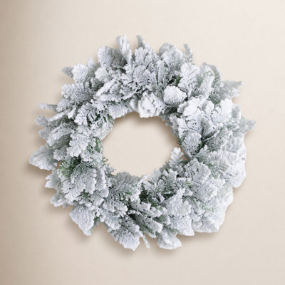 21" Artificial Snowy Cedar Christmas Wreath, Green