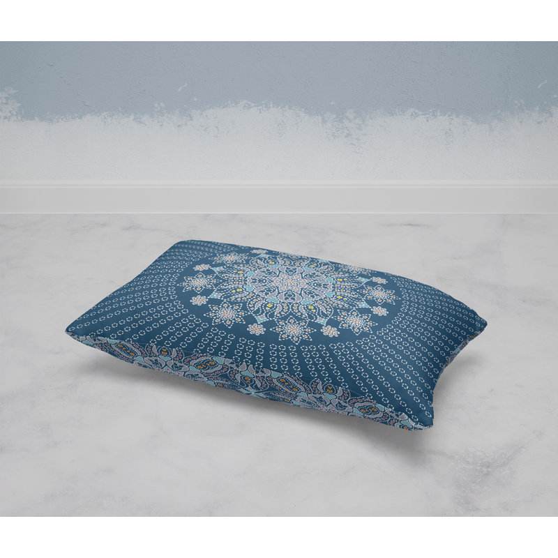 Carnation Circle  Rectangular Throw Pillow, Blue/Gray