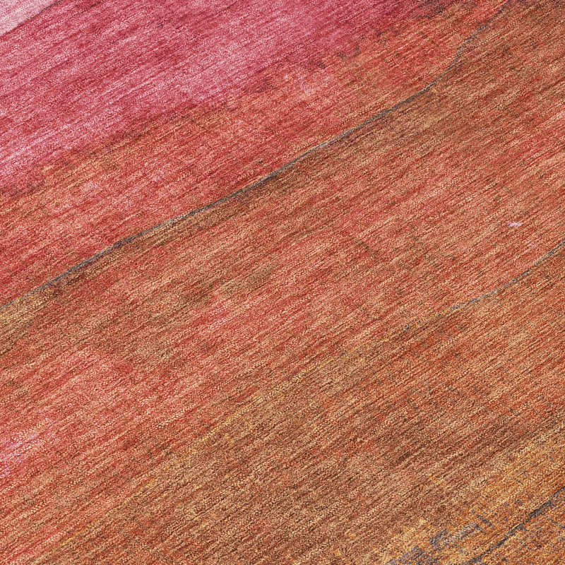Blush and Brown Striped Synthetic Washable Rug 2'6" x 3'10"