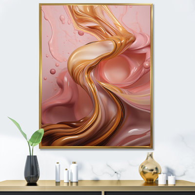 Rose liquide et or succulent Glam Art Alchimie I - formes abstraites, décoration murale