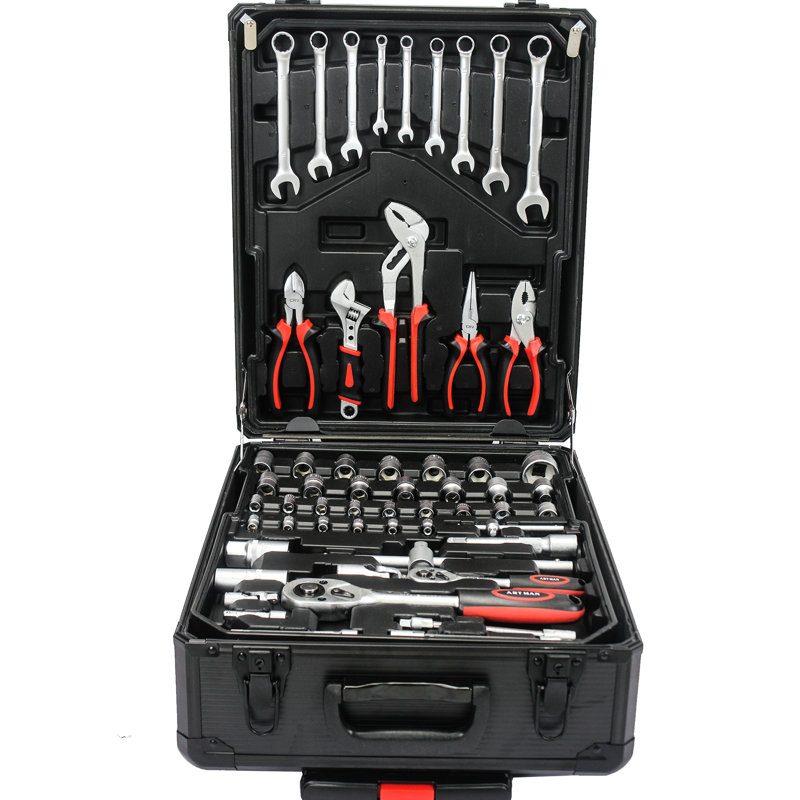 4 899Pcs Outil de bricoleur avec serrure et rangement portable - Boîte à outils roulante pour l'entretien du jardin, Black