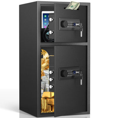 Très grand coffre-fort pour la maison, coffre-fort anti-vol avec fente de dépôt et double système d'alarme, coffre-fort à clavier rétroéclairé pour documents de bureau à domicile