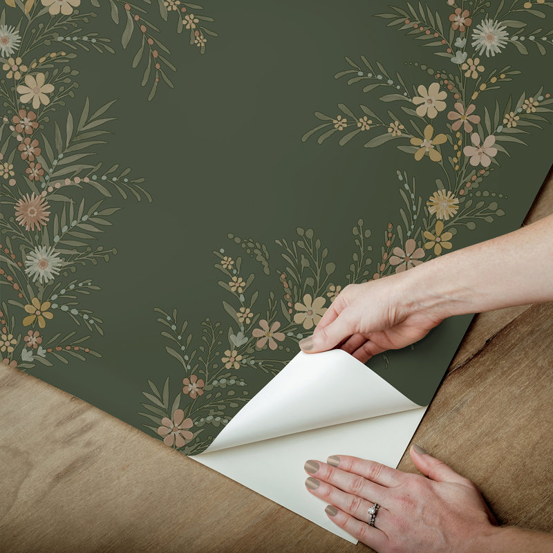 Papier peint adhésif Posy Spruce, Vert