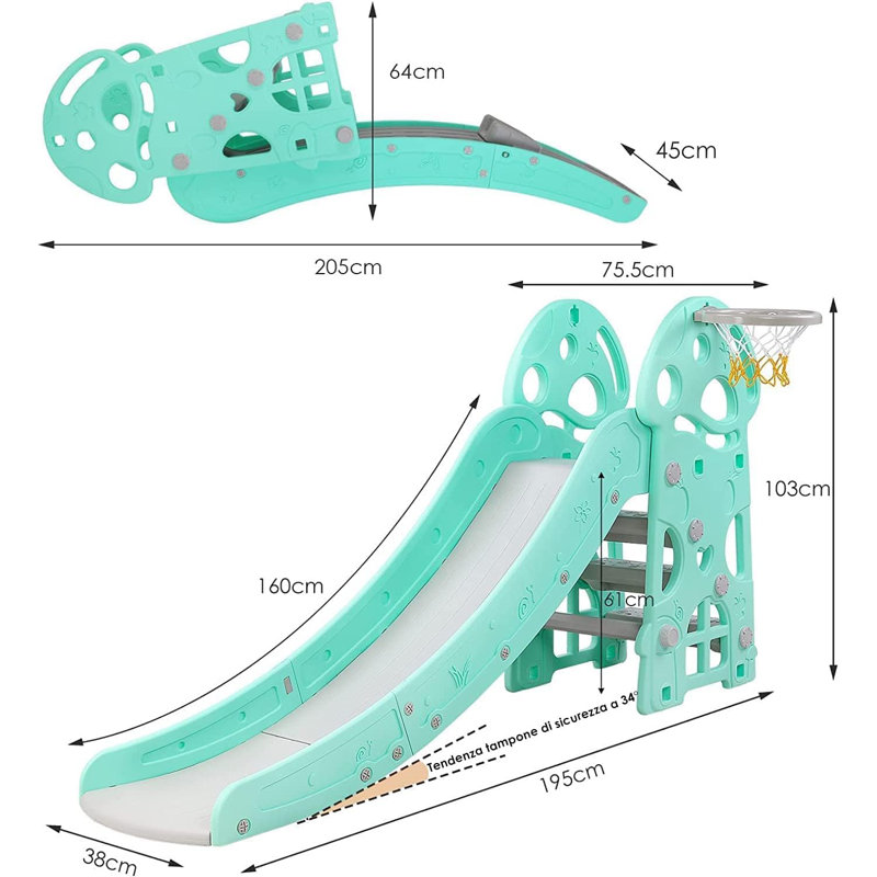 LIFERUN 38cm W Freestanding Slide