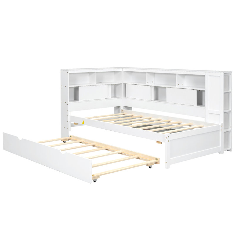 Luxurious Wood Daybed With Storage And USB, Enhancing Bedroom Comfort, White