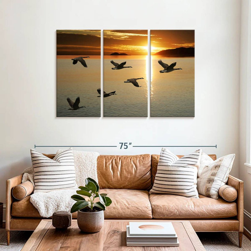 Brampt Sunset Geese Flight, 36" H x 57" W