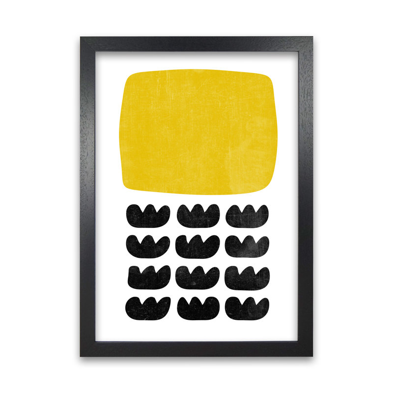 Yellow And Black Abstract Original - Print, Black Frame, 84cm H x 59cm W x 3cm D