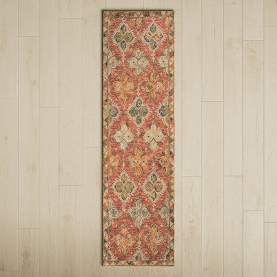 Adrien Red Green Ivory Hand-Tufted Wool Rug