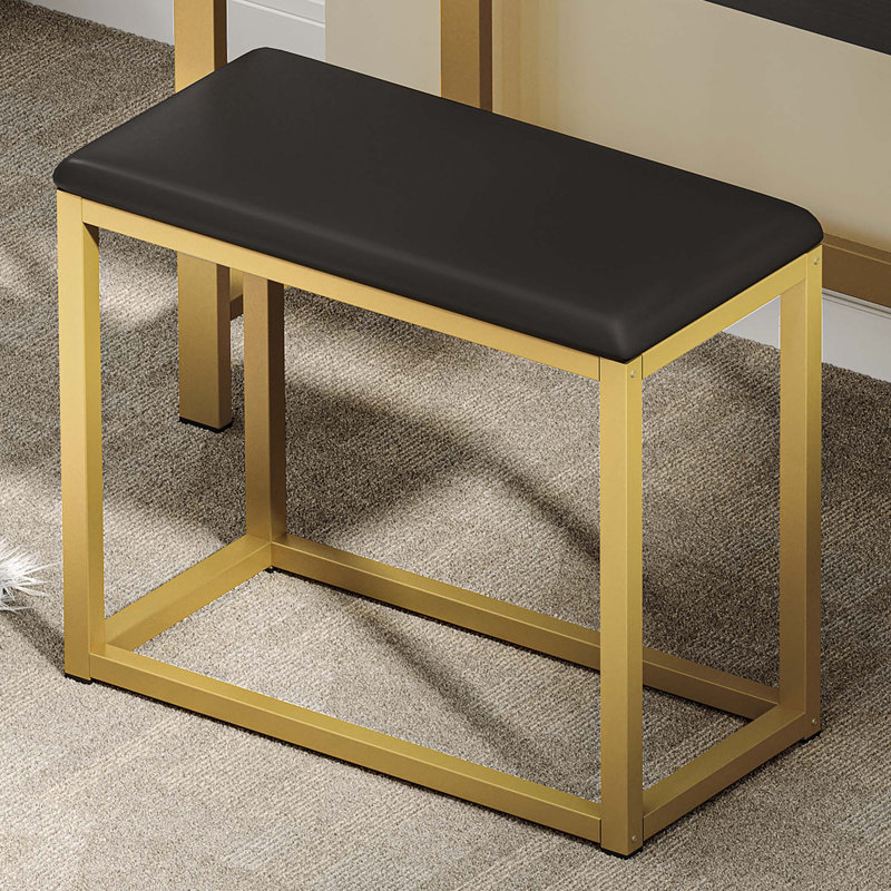 Ensemble coiffeuse 39,3 "avec miroir lumineux et prise de courant Elbertine, Noir