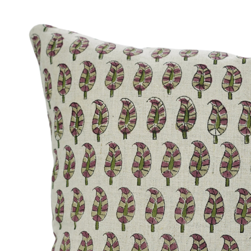 Housses de coussin Fabividine «Pure Linen» rose, motif cachemire Lil, H 26 po x l 26 po, Carrée