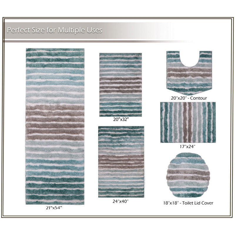 Bathroom Rugs Set of 2, Ultra Soft Microfiber Mats, Absorbent & Quick Drying, Non-Slip Rubber Backing, Machine Washable Bathroom Mats, Sink – 20x32, 24x40 Turquoise