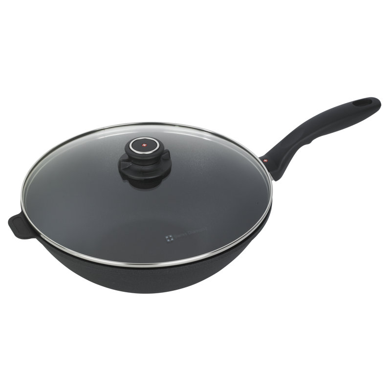 Non-Stick Aluminum Wok with Lid, 11.8" x 2.4"