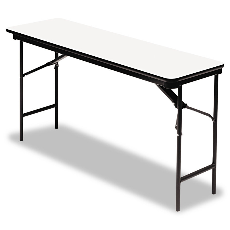 Gray Wood Laminate Folding Table with Steel Legs, 72"