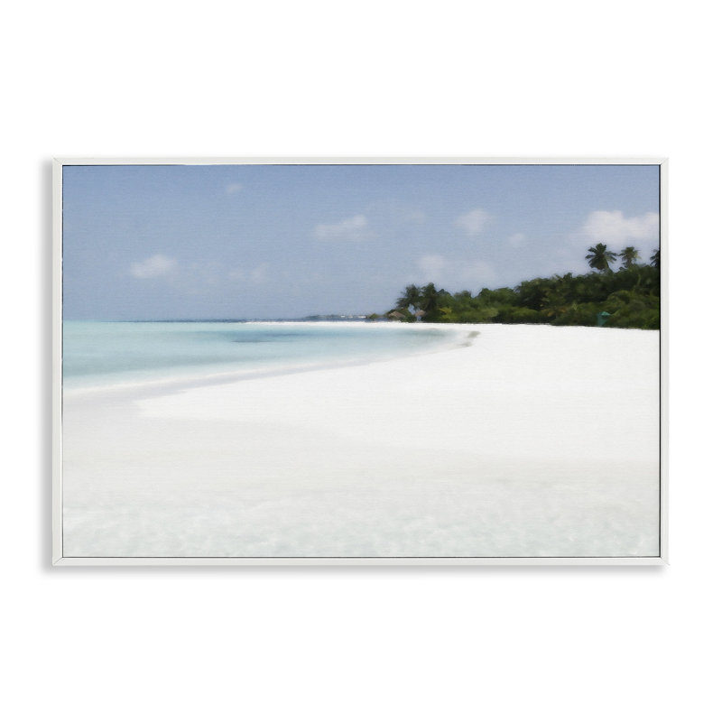 Giclée encadrée Horseshoe Bay Coastline, design par Noah Bay, H 20 po x l 30 po, Estampe numérique encadrée blanc bord de mer