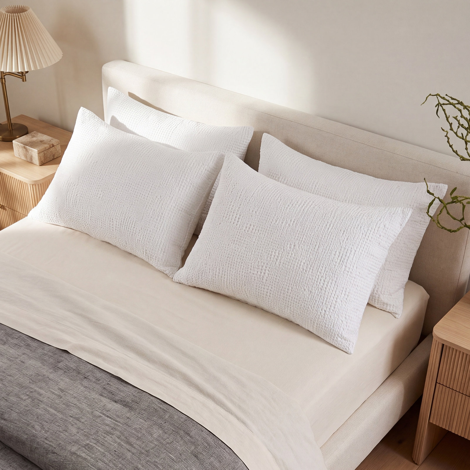 Reyes Cotton Pillow Sham, Alpine White, Standard/Twin