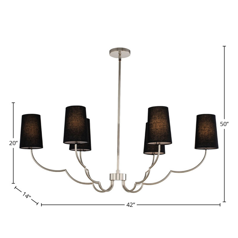 Luminaire suspendu linéaire 6 LT Sophia Sophia Kalco, Noir, Argent
