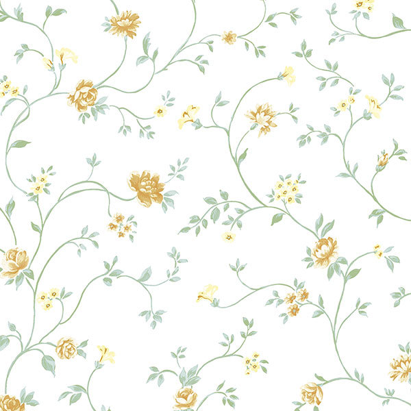 Papier peint à sentier royal 32,7 pi x 20,5 po Heilyn, Vert / jaune