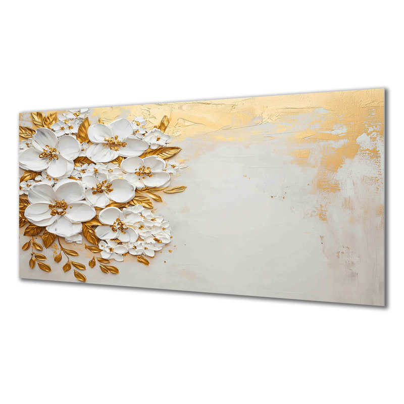 Golden Harmony Poppies Charm I - Décoration murale florale en métal, coquelicots, H 28 po x l 60 po x P 0,84 po