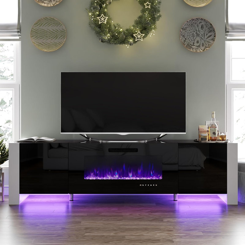 Pittston Unfinished with Fireplace Included, Black, 80"