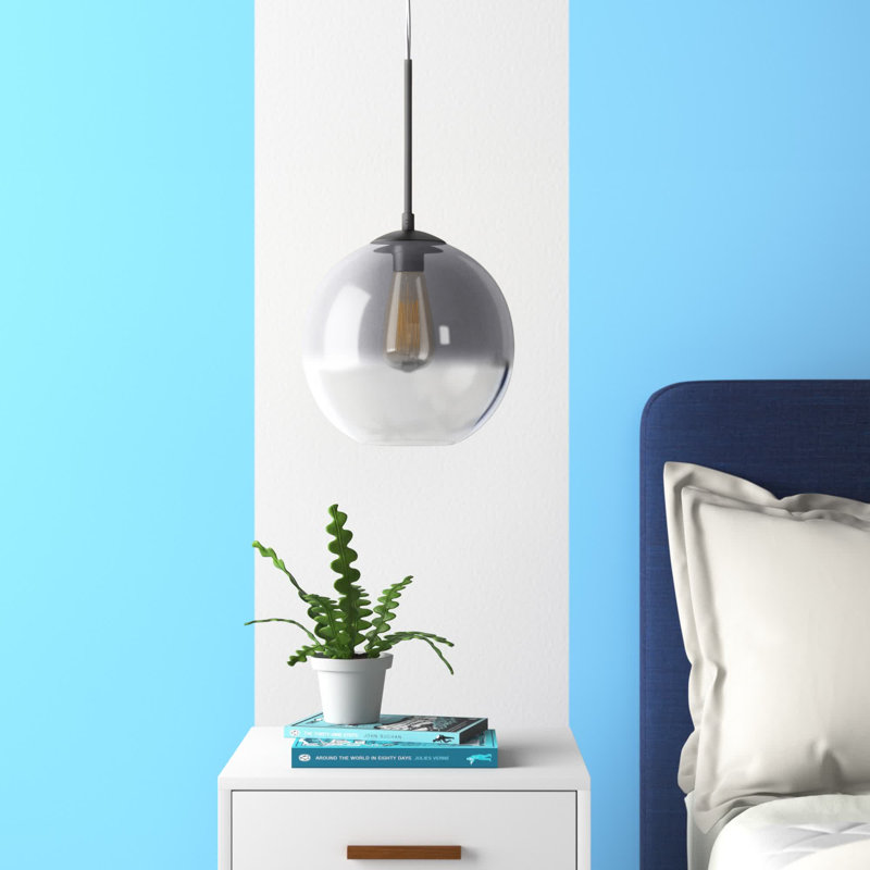 Luminaire suspendu simple à 1 lumière Aver, Noir, H 18,25 po x l 10 po x P 10 po