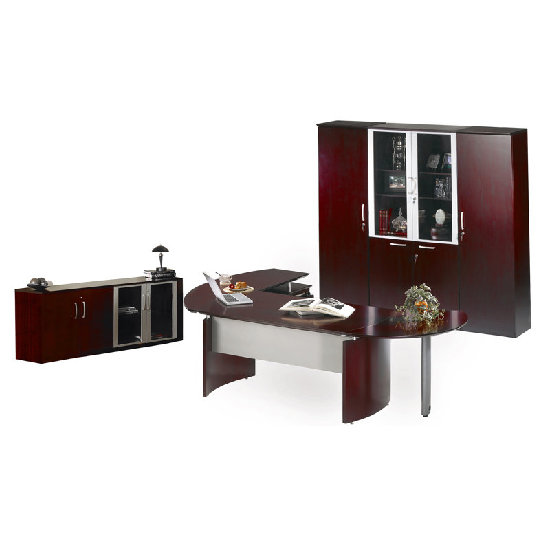 Ensemble de bureau configurable Napoli Series, Placage de cerisier doré, À droite