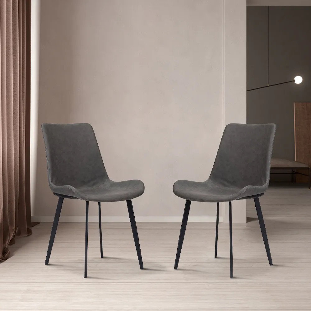 Maxwell Modern Dining Chairs Set, Upholstered PU Leather Kitchen Side Chairs with Metal Legs (Set of 2) Orren Ellis Upholstery 
