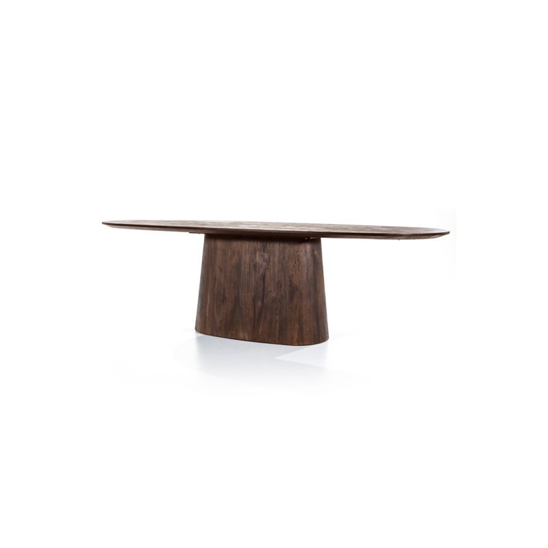 Aron Oval Solid Wood Top Dining Table, Brown, 43" W x 118" L