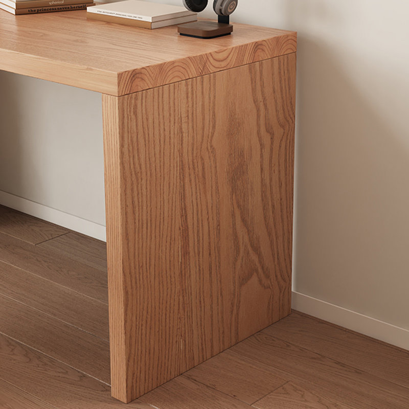 Bureau rectangulaire en bois massif avec 3 tiroirs Burlywood, H 29,53 po x l 70,87 po x P 23,62 po, Retour à gauche