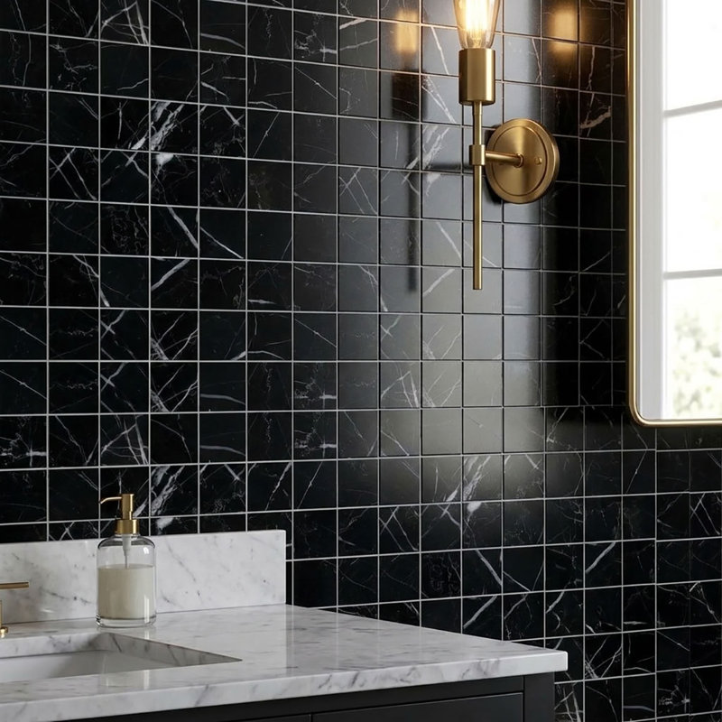 Nero Marquina Honed 2x2 Square Marble Mosaic
