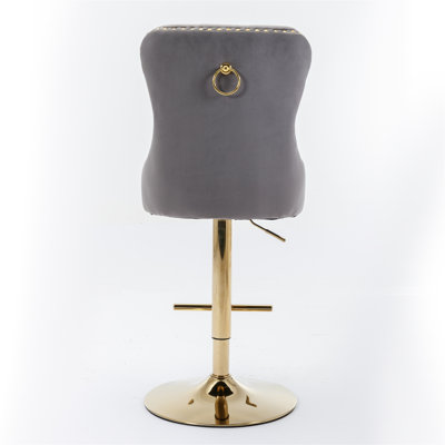 Ensemble de tabourets de bar pivotants, tabourets de bar à hauteur de comptoir, tabourets de bar réglables de 24 po à 32 po, tabourets de bar en velours avec dossier capitonné pour îlot de cuisine