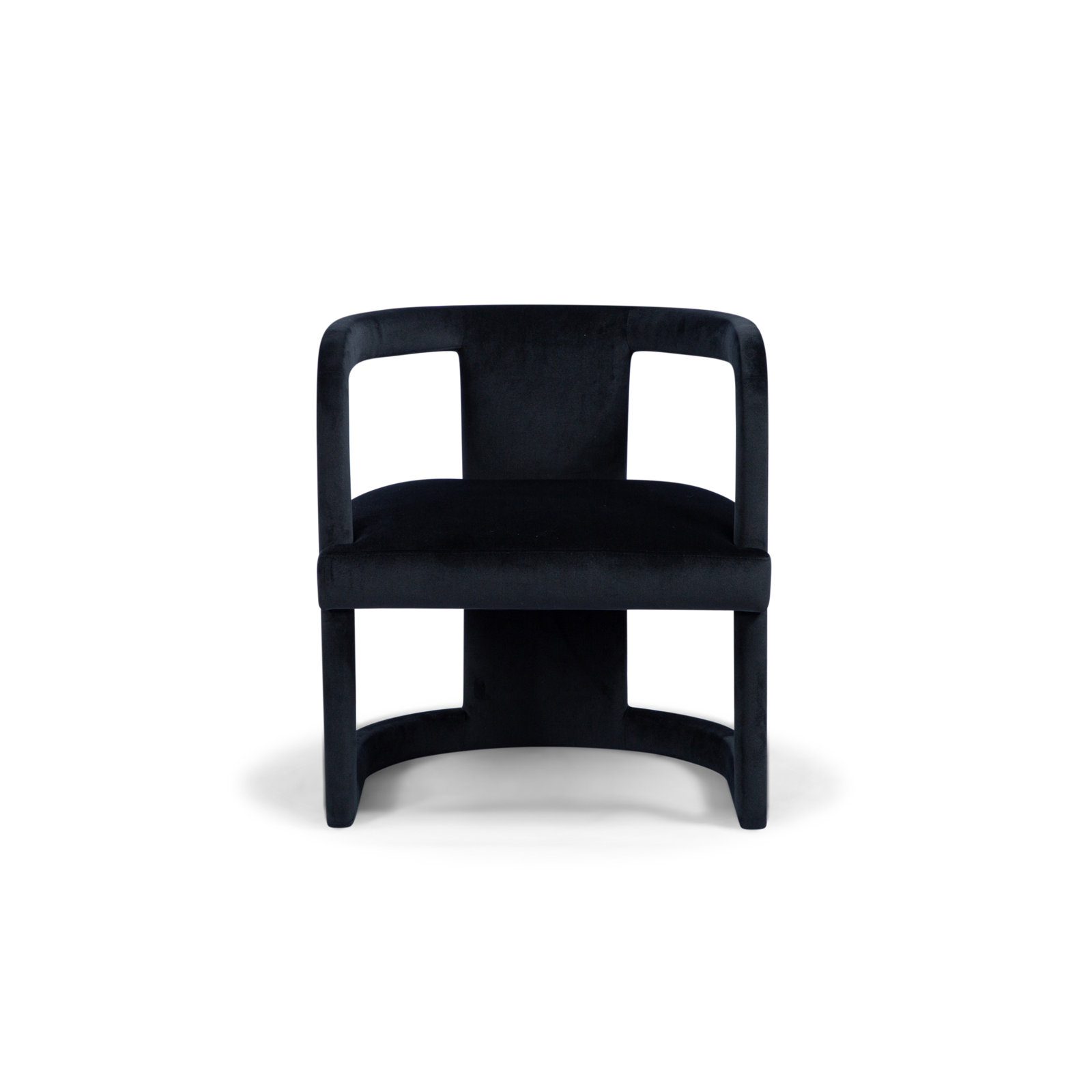 Nolita Mahogany Barrel Chair, Stax Black Performance Velvet