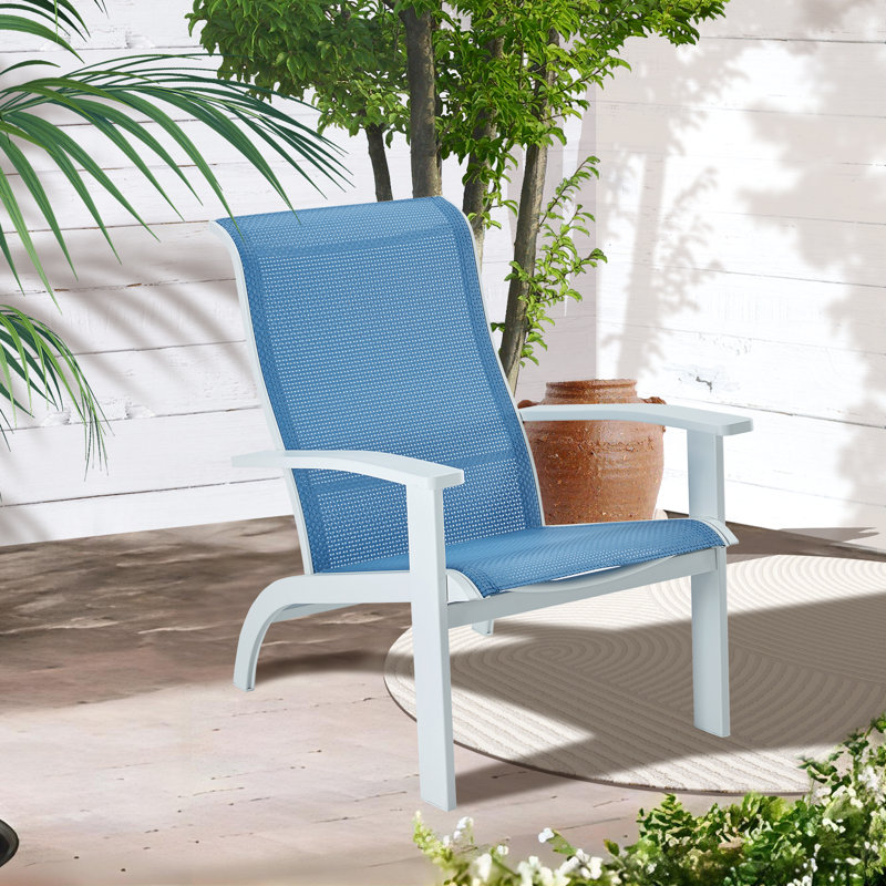 Eillet Outdoor Adirondack Chair, White, Blue