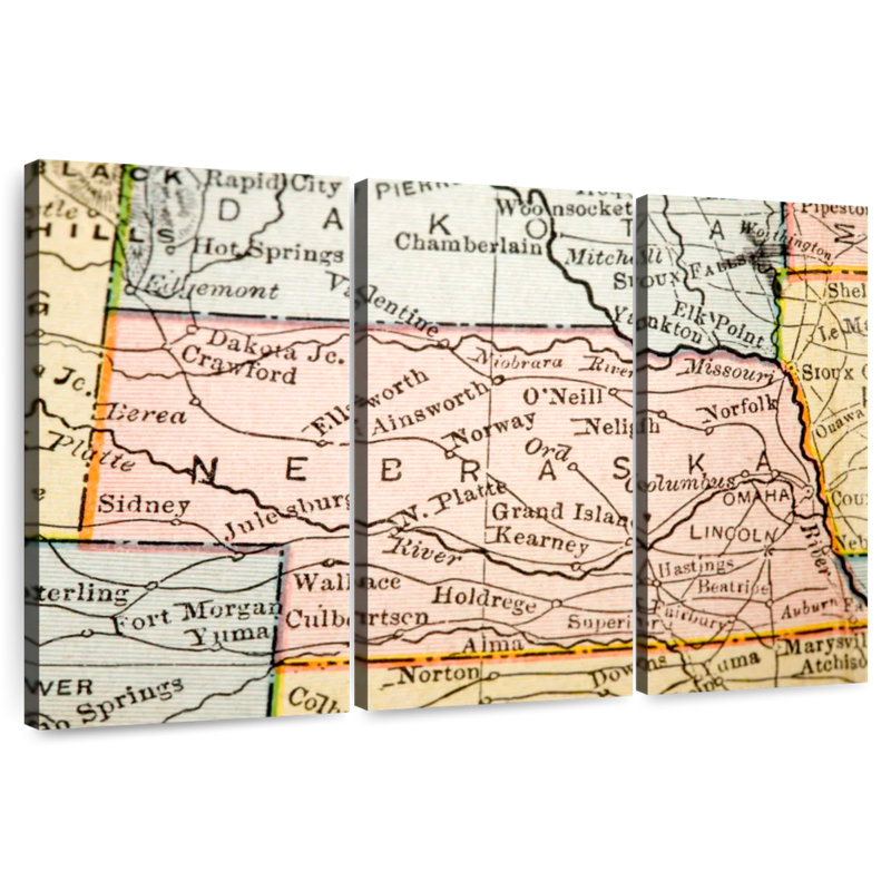 Carte du Albraska, style ancien, Aliaz, H 48 po x l 74 po