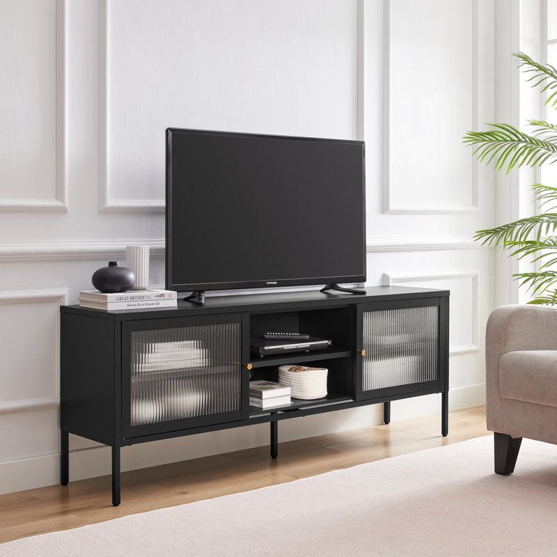Niccolino Metal & Ribbed Glass Cabinet - Modern Deco Design