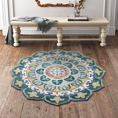 Emmeram Hand Tufted Wool Floral Indoor Rug