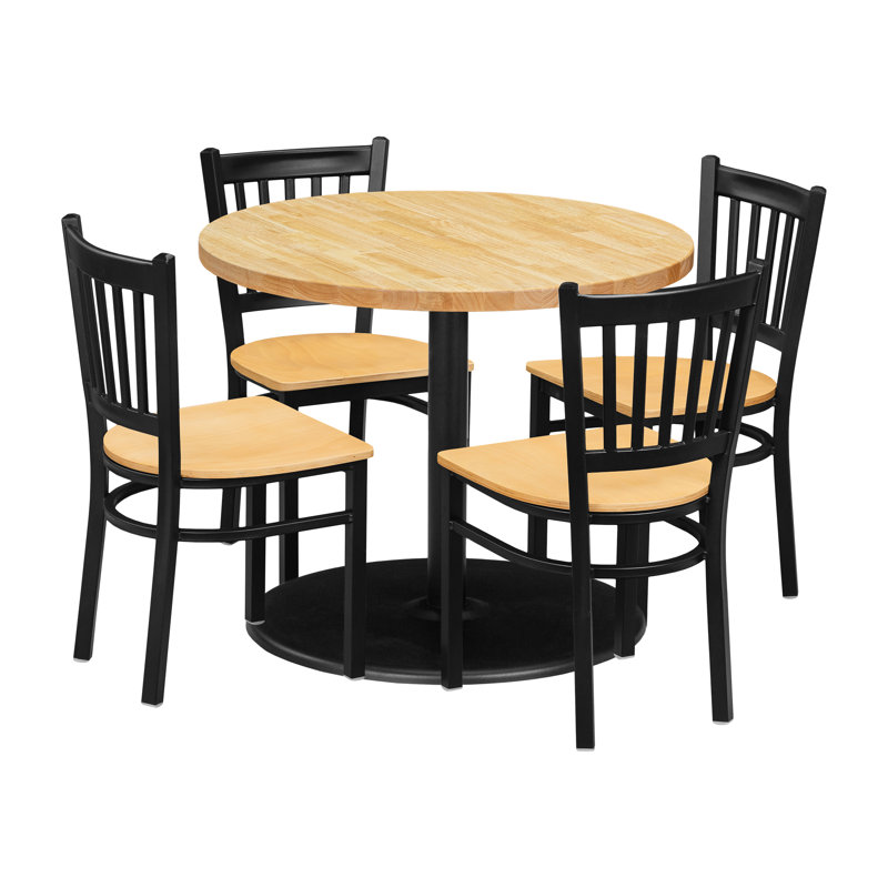 Ensemble de table ronde 36 "avec chaises, Naturel, Brun clair et noir