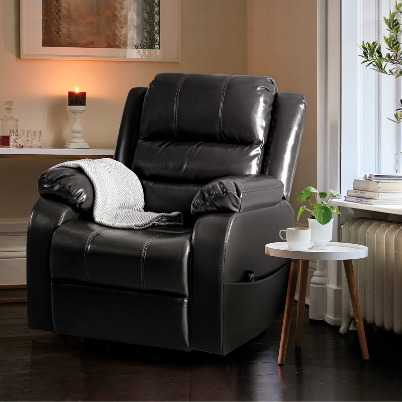 Fauteuil inclinable relevable en similicuir, Similicuir noir