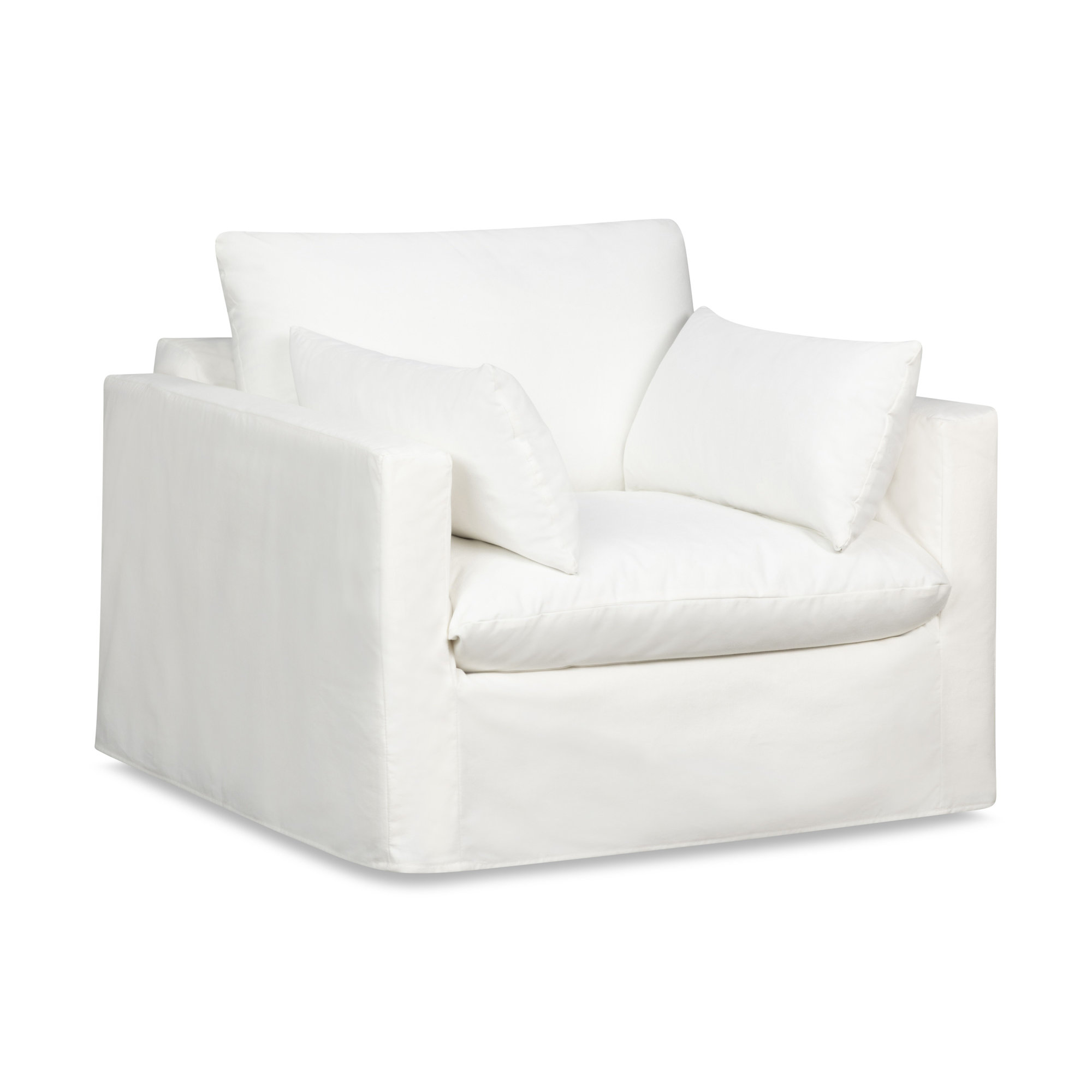 Luna Slipcovered Chair and a Half, Bayou Off White Canvas