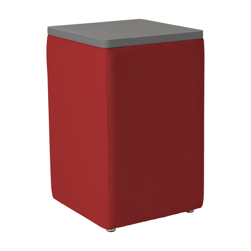Pro Series Upholstered Square Ottoman Table with Tech Panel, Red/Cosmic