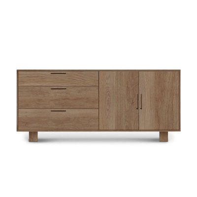 Iso 66"" Wide 3 Drawer Oak Wood Sideboard -  Copeland Furniture, 6-ISO-52-78