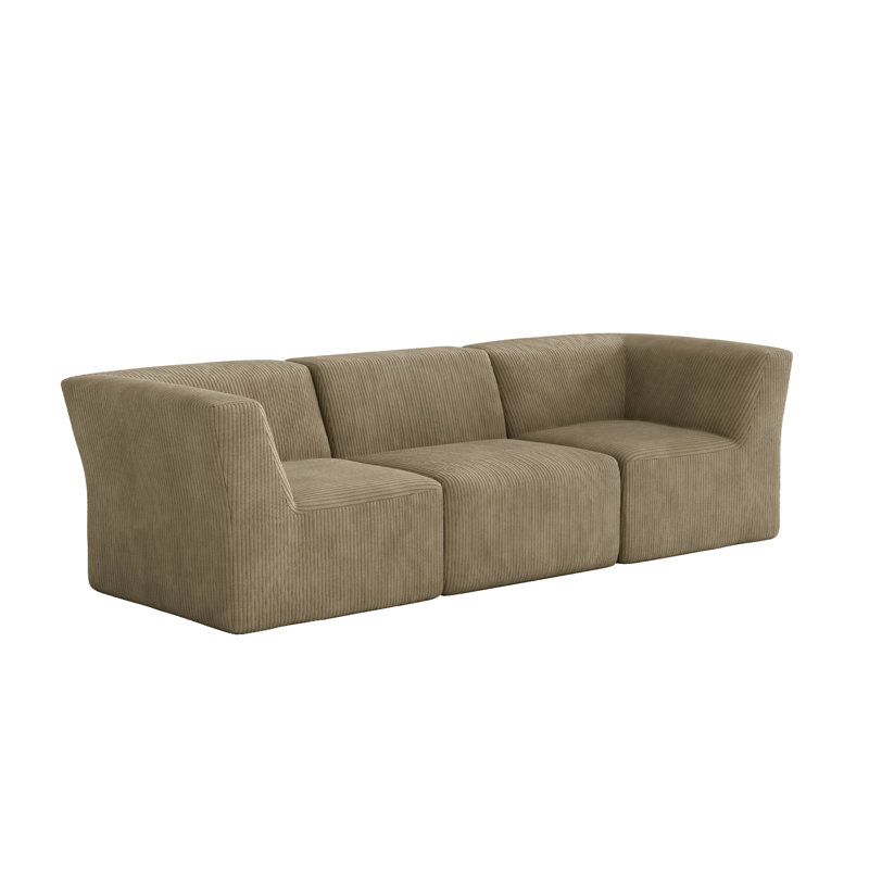 Canapé modulaire rembourré en velours côtelé 3 pièces Berlare Boneless - entièrement comprimé, aucun assemblage requis