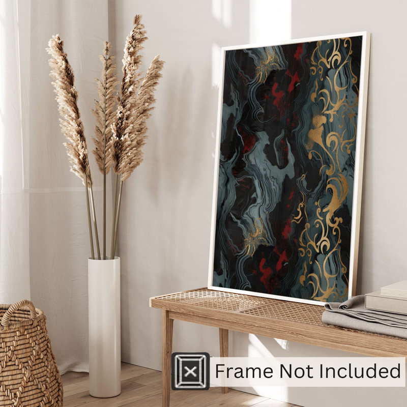 «Abstract Luxe Symphony I», reproduction d'art moderne sans cadre, H 36 po x l 24 po