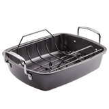 Circulon Ultra-Lasting Nonstick Roaster / Roasting Pan With Easy Serve Rack, 17 Inch X 13 Inch, Black