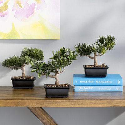 Bonsai 8.5 " H Faux Bonsai Plant in Plastic Planter