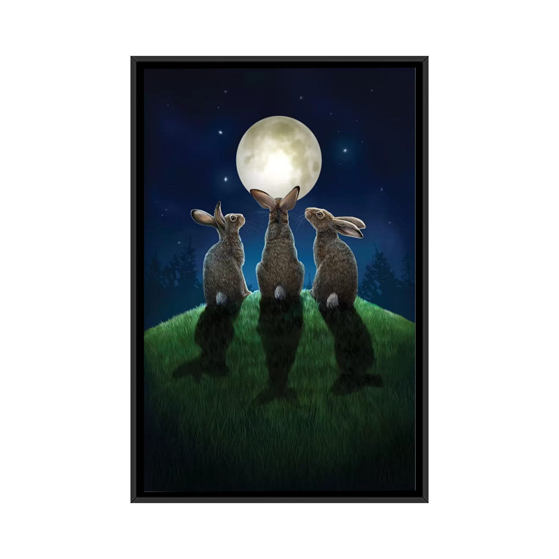 « moon shadows », impression sur toile tendue, H 26 po x l 18 po x P 1,5 po, Toile avec cadre noir, Pas de tapis